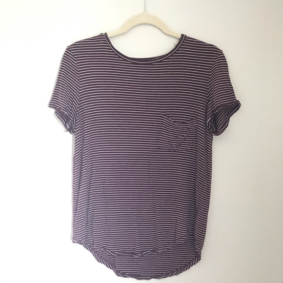 American Eagle / Maroon and White Striped Tee - Picture 2 of 5